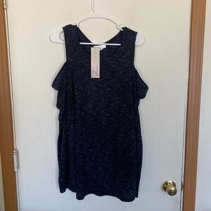 NWT motherhood, maternity, 1x cold, shoulder, gray and black top